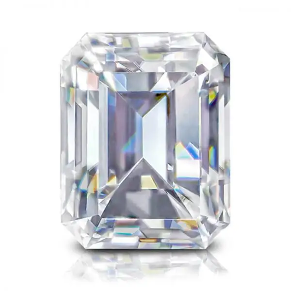 White Emerald Shape Moissanite