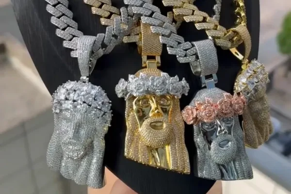 cz hip hop ice out bling Jesus pendant necklace with cuban chian 01_副本